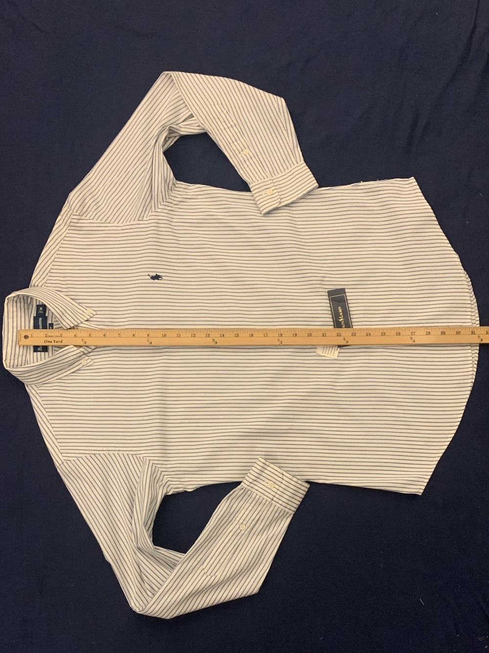 RALPH LAUREN LS Custom Fit All Cotton Striped Shirt - Picture 6 of 7